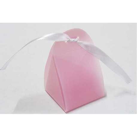 Scatola triangolare portaconfetti in PVC traslucido rosa cm 5x5x5