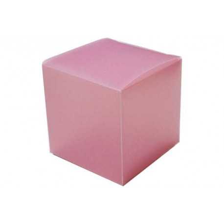 Scatola cubo portaconfetti in PVC traslucido rosa cm 5x5x5 – 4 pz