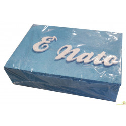Portagioie "E' Nato" in Polistirolo Azzurro glitter 30x20x8cm