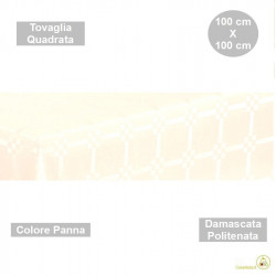 Tovaglia monouso di forma quadrata di lato 100 cm in carta damascata politenata a fondo pieno colore panna