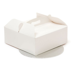 Da 23 a 36 cm Kit scatola torta quadrata con manico e sottotorta tondo argento