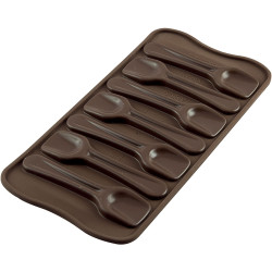 Stampo Cioccolato Cucchiaini Caffè o Choco Spoon, in silicone marrone da Silikomart