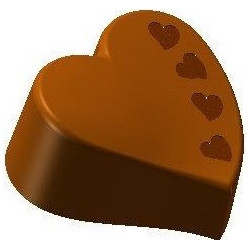 Stampo cioccolato cuore con decoro 4 cuoricini in policarbonato
