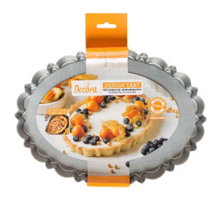 Forma Crostata Ovale con Fondo Mobile 29 x 20 cm h 3 cm in metallo antiaderente di alta qualità da Decora