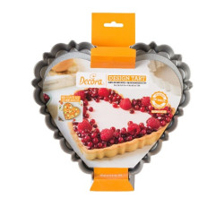 Forma Crostata Cuore con Fondo Mobile 25 x 23 cm h 3 cm in metallo antiaderente di alta qualità da Decora