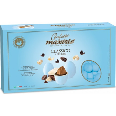 Maxtris Classico Celeste, confetti celesti, cioco-mandorla in confezione da 1 Kg da Maxtris