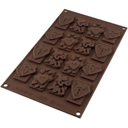 Stampo cioccolatini Choco Tags in Love in silicone SF196 da Silikomart