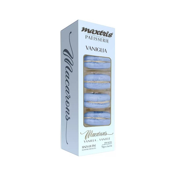 Macarons Maxtris Azzurro gusto Vaniglia in confezione da 5 macarons