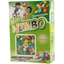 Mini Nembo assortite mini lenticchie di cioccolato al latte mini confetti colorati Crispo 1 kg