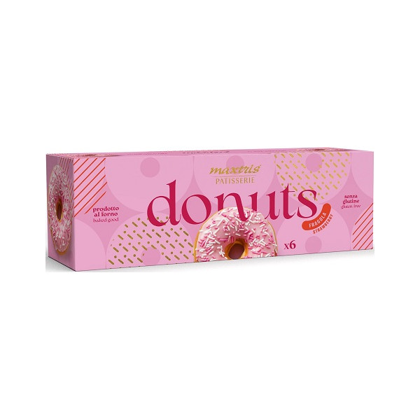 Maxtris Donuts Fragola 6 ciambelle rosa da 35 g