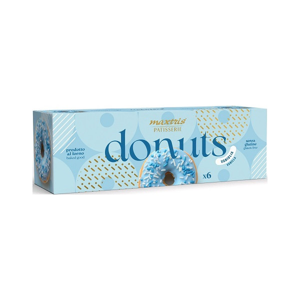 Maxtris Donuts Vaniglia 6 ciambelle celesti da 35 g imbustate singolarmente