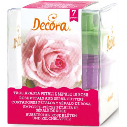 Tagliapasta per rose Decora: set 7 cutter in plastica per rose con sepalo