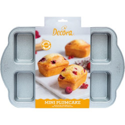 Teglia per mini plum cake Decora: stampo acciaio antiaderente per 8 pluncake da 9,5 x 6,3 X h 3,6 cm