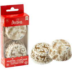 36 Pirottini Muffin in carta decoro Gold Elegant Christmas diametro 5 cm altezza 3,2 cm da Decora