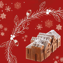 Kit Winter Village Tronchetto Villaggio Invernale 24x10 cm h 82 mm Stampo silicone grigio con supporto in plastica da Silikomart