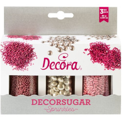 Set Decor Mix argento e rosa metallizzato Decora 3 decorazioni di lenti perline e bastoncini 85 g