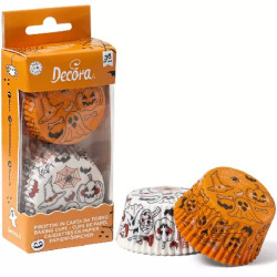 Pirottini zucca e fantasma Decora: 36 pirottini muffin in carta forno con decoro Pumpkin e Ghost 5 x h 3,2 cm