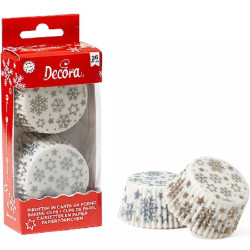 36 Pirottini Muffin in carta decoro Gold e Silver Star diametro 5 cm altezza 3,2 cm da Decora