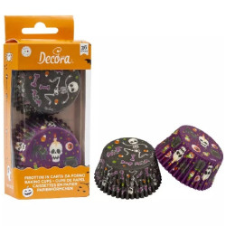 Pirottini happy Halloween Decora 36 pirottini muffin in carta viola decoro felice halloween 5 x h 3,2 cm