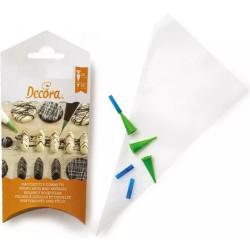 Sacchetti e cornetti per scrivere da Decora: set di 10 sacchetti e 10 cornetti con tappo salva-goccia