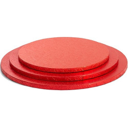 Sottotorta in cartone rosso tondo Decora: vassoio torta rigido diametro da 25 a 40 cm e spessore 1,2 cm