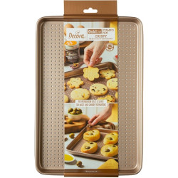 Teglia forata cookies Decora teglia per biscotti metallo antiaderente rose gold line 39,7x27 h 2,4 cm