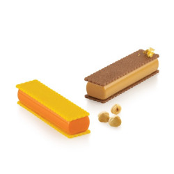 Sweet rectangle 85 Silikomart: stampo in silicone con cutter a doppia faccia per dolci rettangoli 128x33 h 21 mm