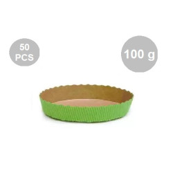 Set 50 stampi crostatine tonde da 100 g in carta da forno verde 10xh3 cm