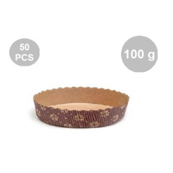 Set 50 stampi crostatine tonde da 100 g in carta da forno marrone 10xh3 cm