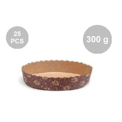 Set 25 stampi crostatine tonde da 300 g in carta da forno marrone 15,5xh3,5 cm