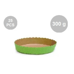 Set 25 stampi croste tonde da 300 g in carta da forno verde 15,5xh3,5 cm