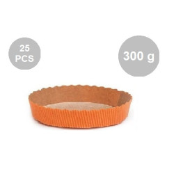 Set 25 stampi crostate tonde da 300 g in carta da forno arancione 15,5xh3,5 cm