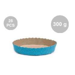 Set 25 stampi crostate tonde da 300 g in carta da forno blu 15,5xh3,5 cm