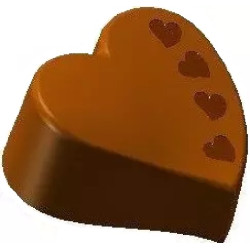 Stampo policarbonato 32 cioccolatini cuore con decoro 4 cuoricini 33x31xh15 mm 12 g