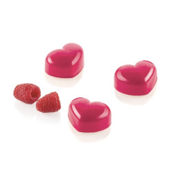 CH020 Cuore 01 P Silikomart: stampo Tritan per 24 cuori di cioccolato da 3,5x2,7 h1,7 cm