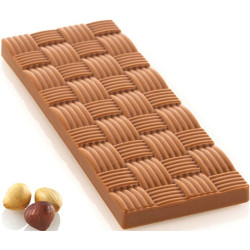 Riga T linea CH005 linea Chocado Silikomart: stampo in Tritan per 4 tavolette di cioccolato con decoro a righe 150x55xh9 mm 70 g