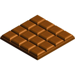 Tavoletta quadrata blocchetti onda da 100 g: stampo in policarbonato 2 tavolette di cioccolato da 10x10xh1 cm