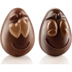 Smiling Eggs Silikomart: kit 2 stampi cioccolato termoformato per uova sorridenti 3D 82x77xh107 mm