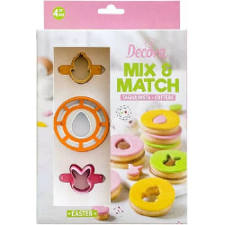 4 Taglia-biscotti Occhi di Bue Pasqua Mix and Match in plastica da Decora