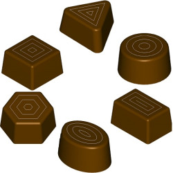 Cioccolatini misti geometrici 10 g: stampo in policarbonato per 18 cioccolatini di 6 forme geometriche assortite