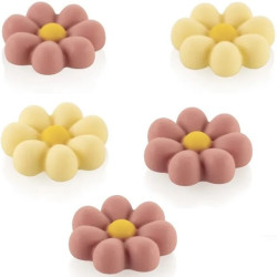 Flower Silikomart: stampo silicone marrone per cioccolatini 8 margherite di cioccolato  ø38xh12 mm